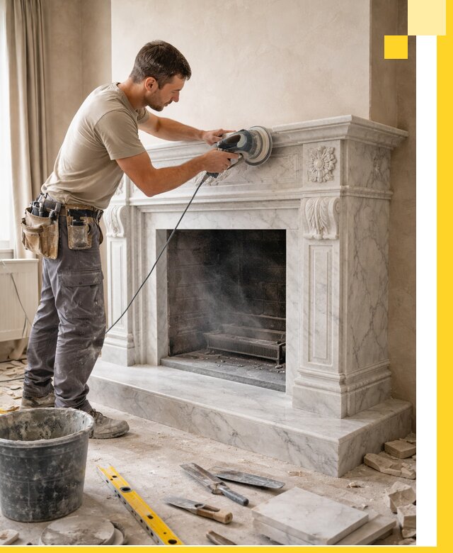 Изготовление и установка мраморных каминов в Махачкале под ключ