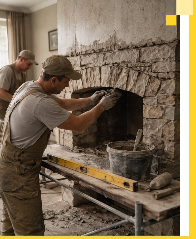 Изготовление каминов под ключ в Махачкале, монтаж и отделка