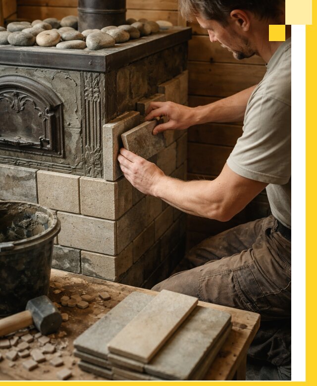 Облицовка банных печей в Махачкале профессиональная отделка