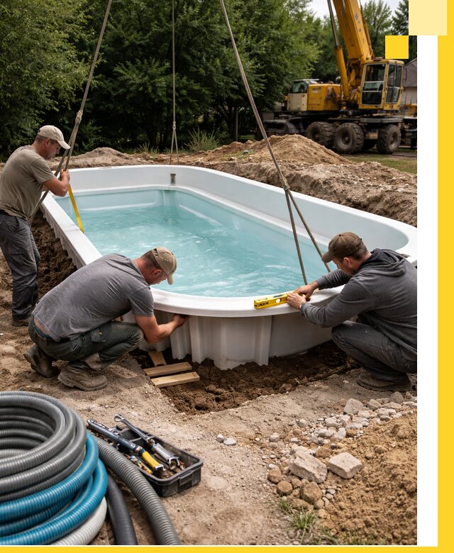 Установка и монтаж композитных бассейнов под ключ в Махачкале