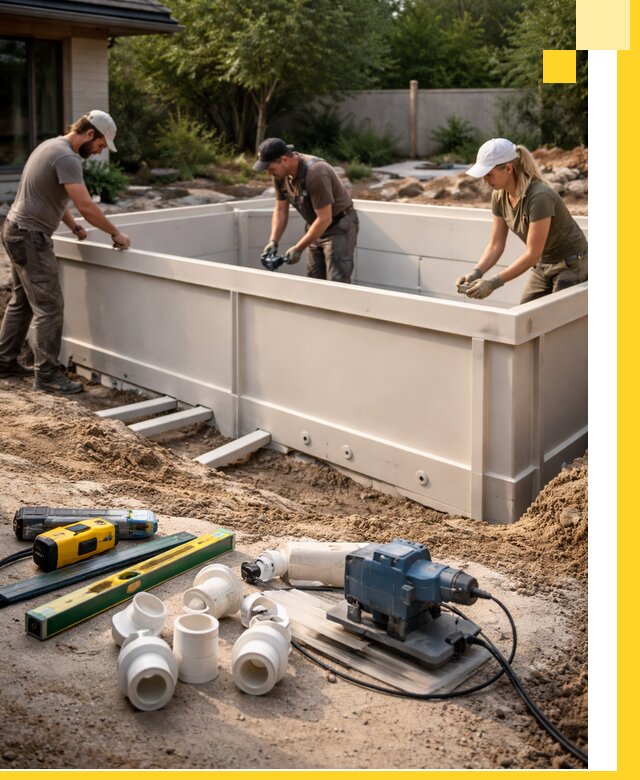 Установка полипропиленовых бассейнов под ключ в Махачкале