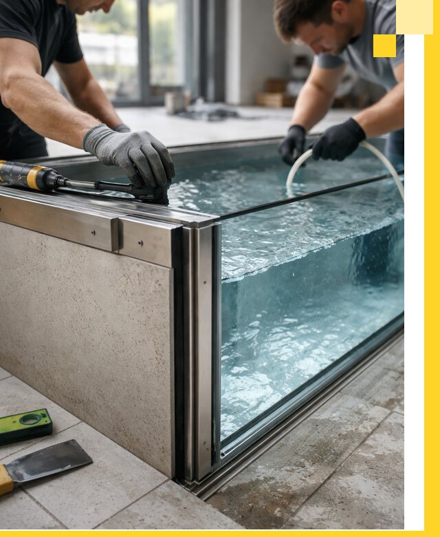 Проектирование и монтаж стеклянных бассейнов в Махачкале