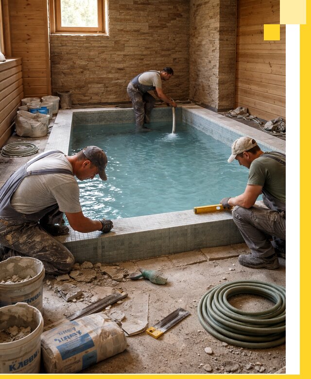 Проектирование и строительство бассейнов для бани в Махачкале