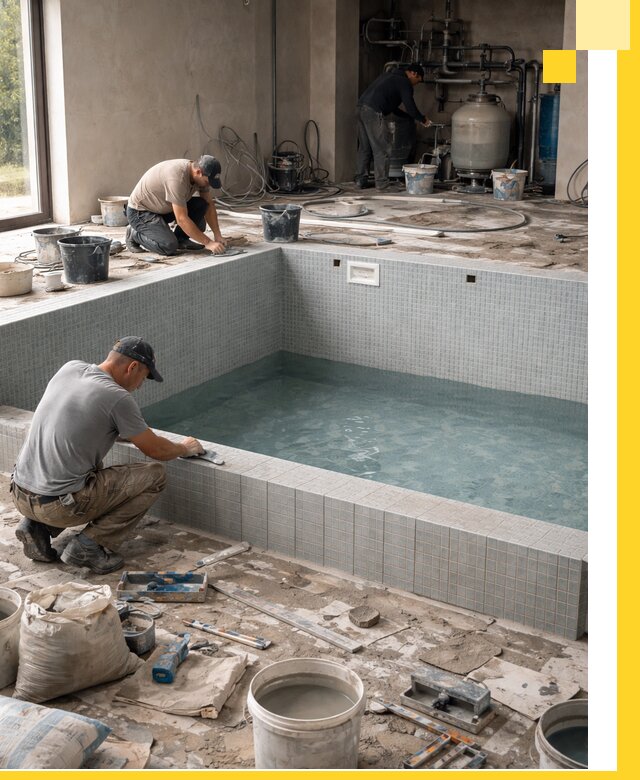 Строительство и монтаж бассейнов в помещении в Махачкале