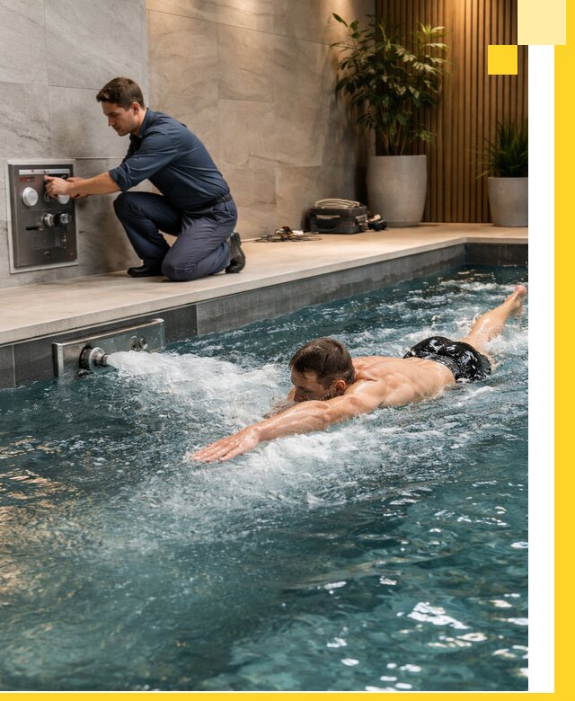 Проектирование и монтаж бассейнов с противотоком в Махачкале