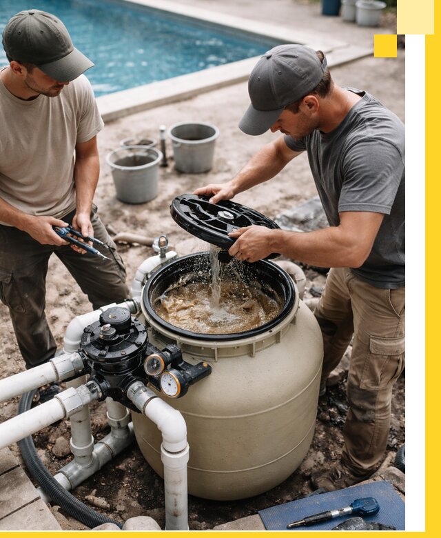 Установка и обслуживание песочных фильтров для бассейнов в Махачкале