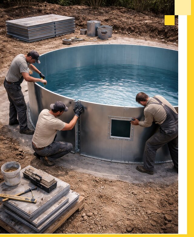 Круглые бассейны под ключ в Махачкале проектирование и монтаж