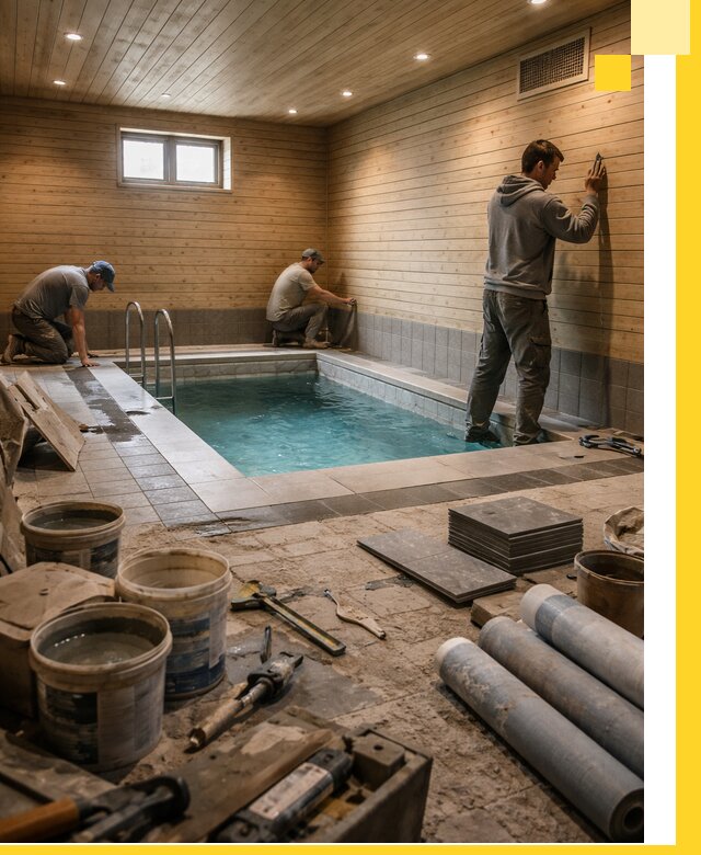 Строительство бани с бассейном и сауной под ключ в Махачкале