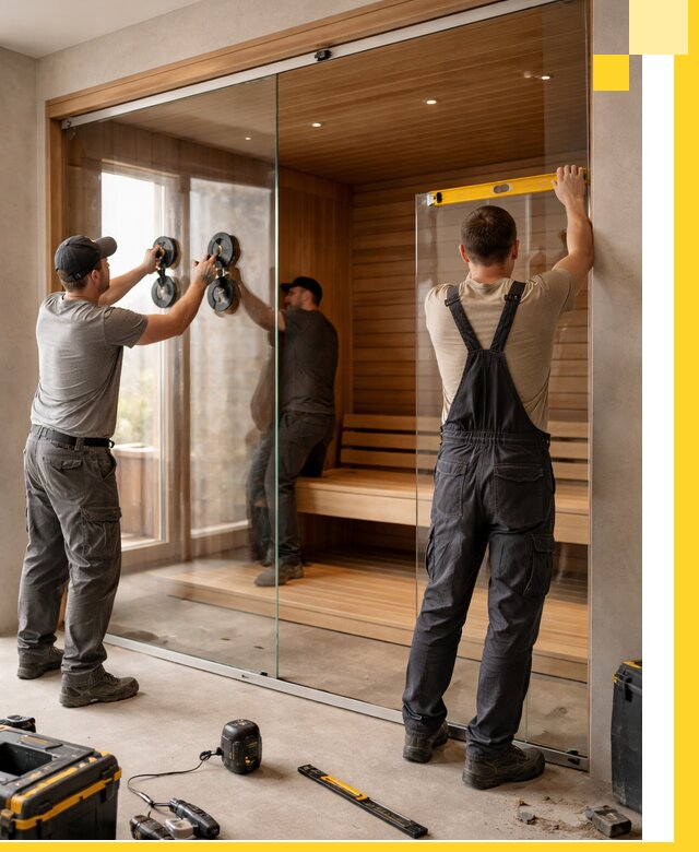 Производство и монтаж стеклянных саун под ключ в Махачкале