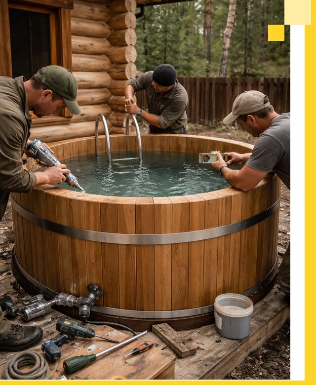 Строительство бань с купелью под ключ и отделкой в Махачкале