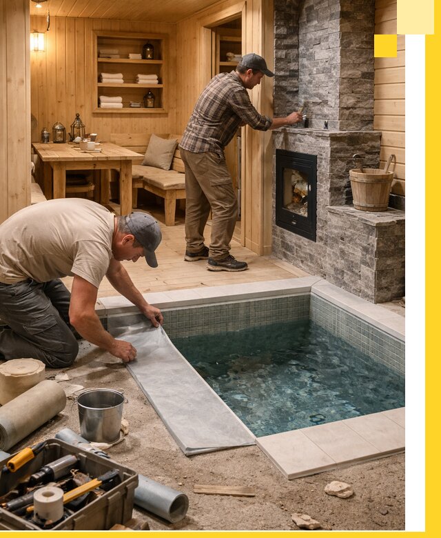 Строительство бань с комнатой отдыха под ключ в Махачкале