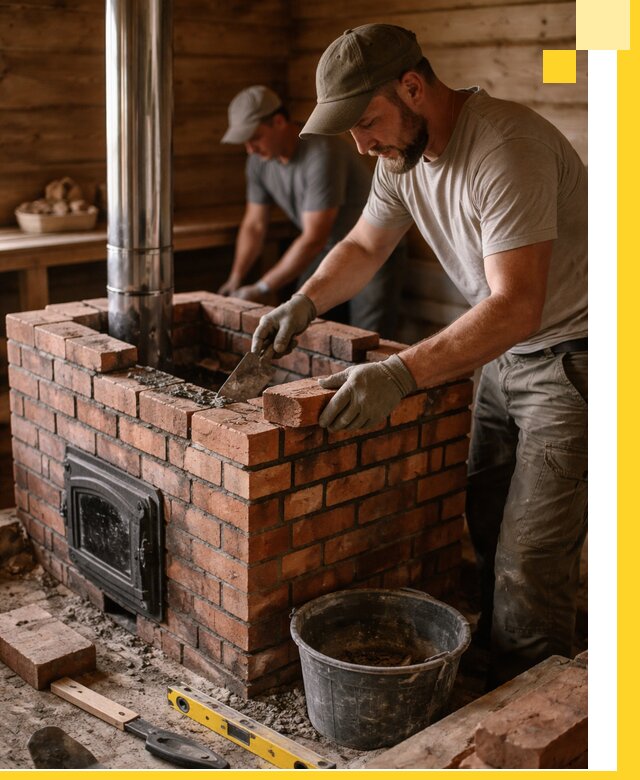 Кирпичные печи для бани под ключ в Махачкале, проект и монтаж