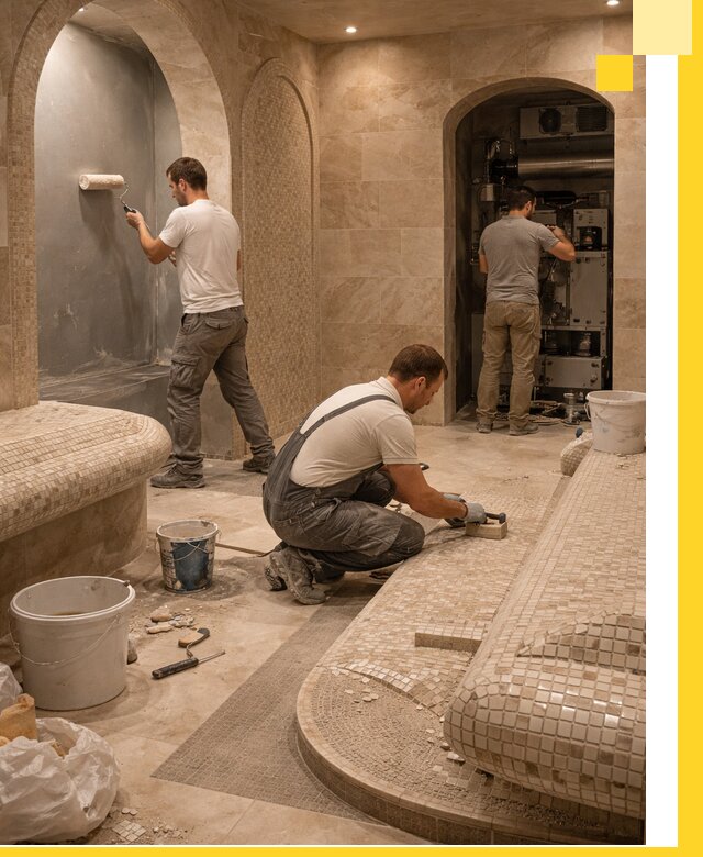 Строительство бани с хамамом и бассейном под ключ в Махачкале