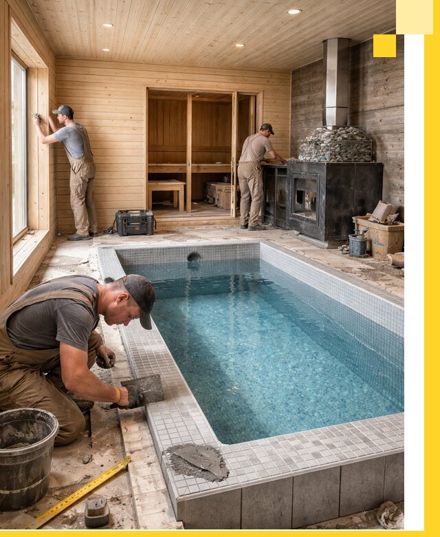 Проект бани с бассейном и сауной в Махачкале под ключ