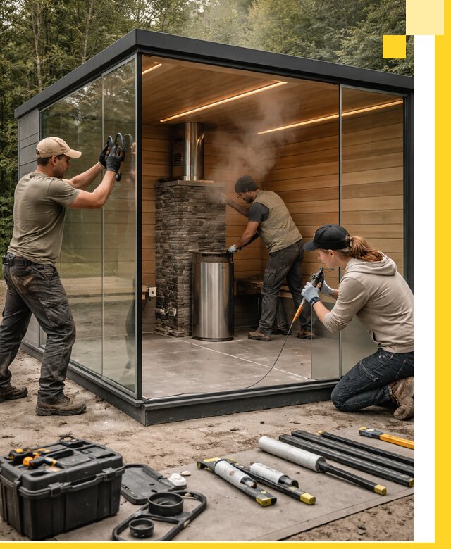 Проектирование и строительство стеклянных бань в Махачкале