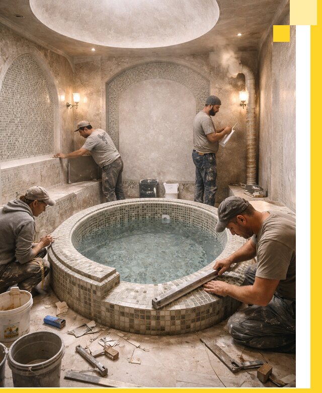 Профессиональное строительство хамама с бассейном в Махачкале под ключ