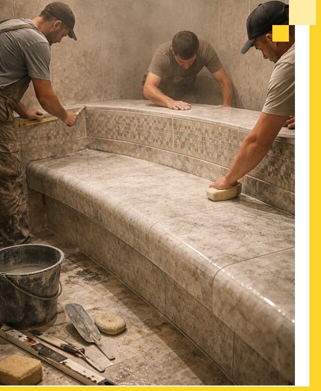 Изготовление и установка сидений для хамама в Махачкале