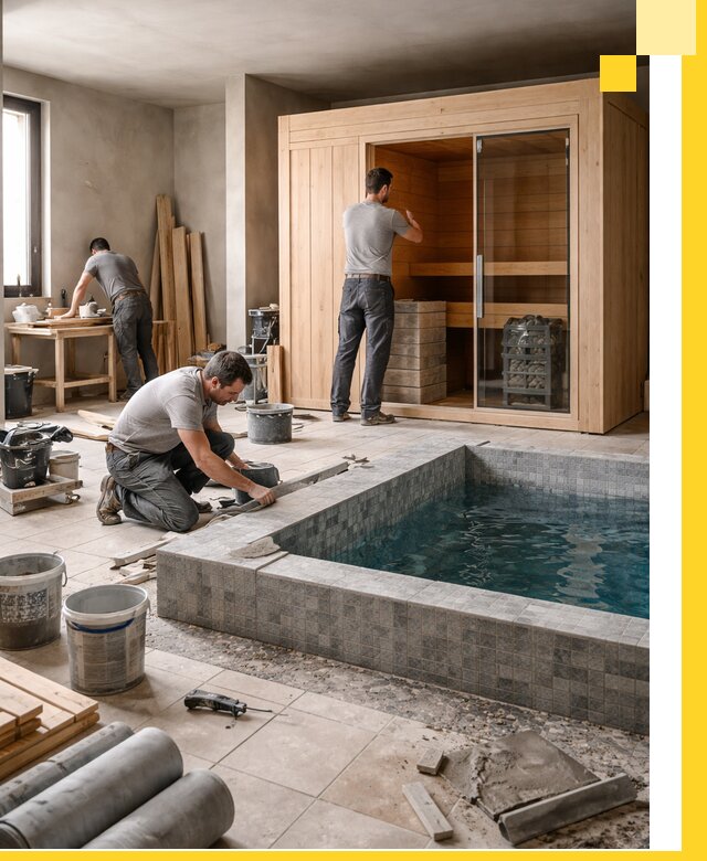 SPA зоны под ключ с бассейном сауной и печью в Махачкале